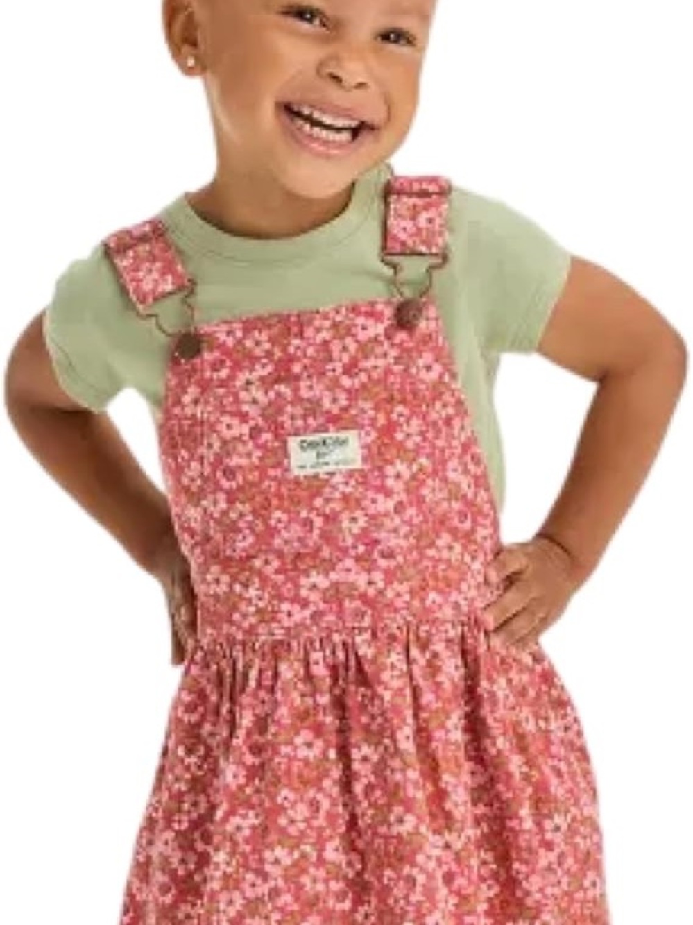 OshKosh B'gosh Coral Pink Floral Overall Dress